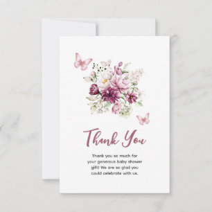 Babydusche Butterfly Floral Danke Karte