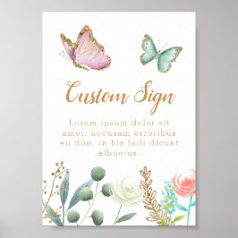 Babydusche Butterfly Garden Custom-Zeichen Poster