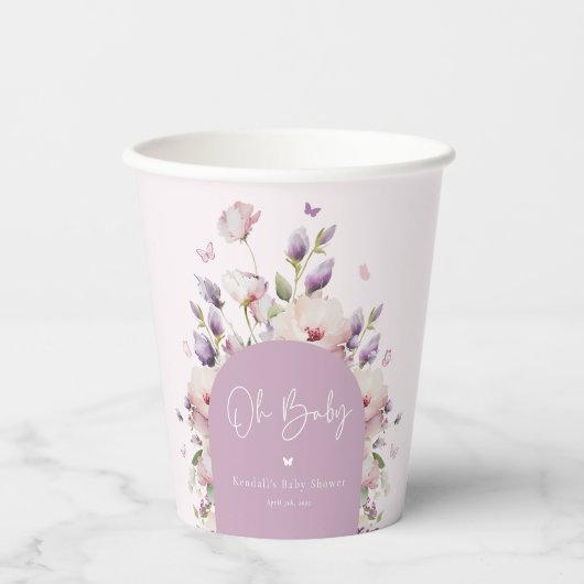 Babydusche Butterfly Garden Pappbecher (Vorderseite)