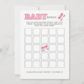 Babydusche Butterfly Pink Baby Girl Bingo Card Einladung (Vorderseite)