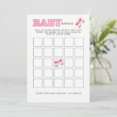 Babydusche Butterfly Pink Baby Girl Bingo Card Einladung (Stehend Vorderseite)
