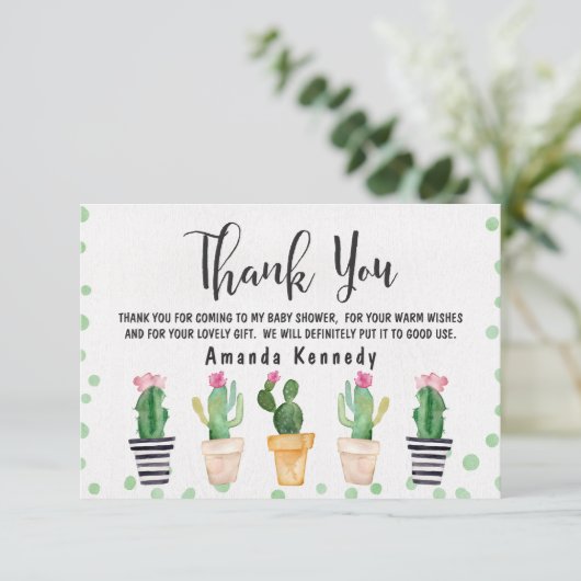 Babydusche Cactus Pots Danke, Karte (Stehend Vorderseite)