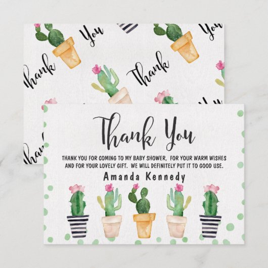 Babydusche Cactus Pots Danke, Karte (Vorne/Hinten)