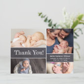 Babydusche Chalkboard Moderne Fotos Dankeskarte (Stehend Vorderseite)