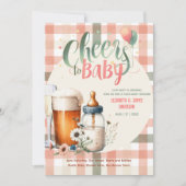 Babydusche Chef Flaschen Bier Pfirsichbeutel COED Einladung (Vorderseite)