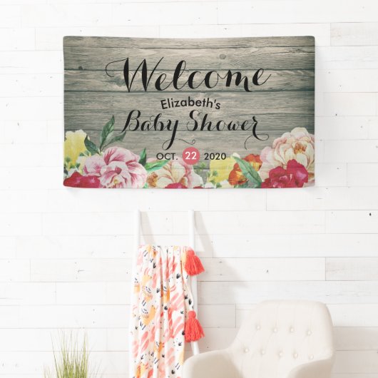 Babydusche Chic Blume String Lights Rustikales Hol Banner (Insitu)