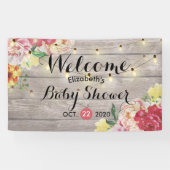 Babydusche Chic Blume String Lights Rustikales Hol Banner (Horizontal)