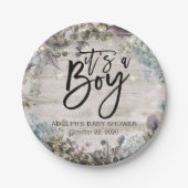 Babydusche Chic florale String Lights Rustikales H Pappteller (Vorderseite)