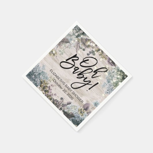 Babydusche Chic florale String Lights Rustikales H Serviette (Ecke)