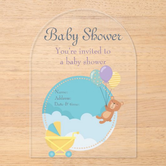 Babydusche Clear Akryllische Einladungskarte 11 Acryleinladungen (Vorderseite)