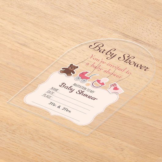 Babydusche Clear Akryllische Einladungskarte 12 Acryleinladungen (Ablage )