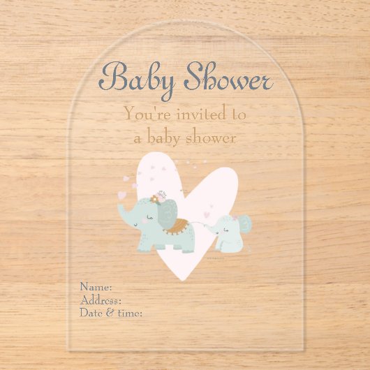 Babydusche Clear Akryllische Einladungskarte 13 Acryleinladungen (Vorderseite)