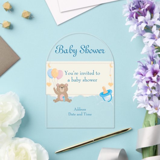 Babydusche Clear Akryllische Einladungskarte 4 Acryleinladungen (Insitu (Hochzeit))