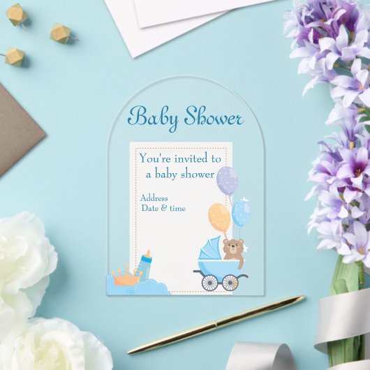 Babydusche Clear Akryllische Einladungskarte 5 Acryleinladungen (Insitu (Hochzeit))