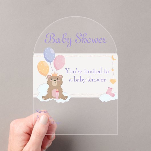 Babydusche Clear Akryllische Einladungskarte 6 Acryleinladungen (Insitu (Handheld))