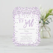 Babydusche Confetti Einladung Lavender & Silver (Stehend Vorderseite)