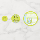 Babydusche Confetti Owl Blue und Green Konfetti (Rückseiten)