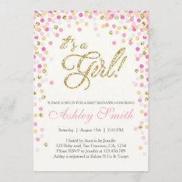 Babydusche Confetti Pink Gold Glitzer Einladung