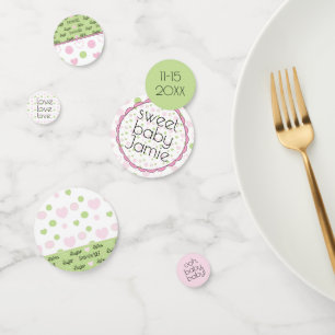 Babydusche Confetti Zucker und Gewürz Pink N Green Konfetti