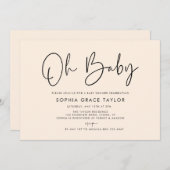 Babydusche Creme Modern Boho Geschlecht neutral Einladung (Vorne/Hinten)