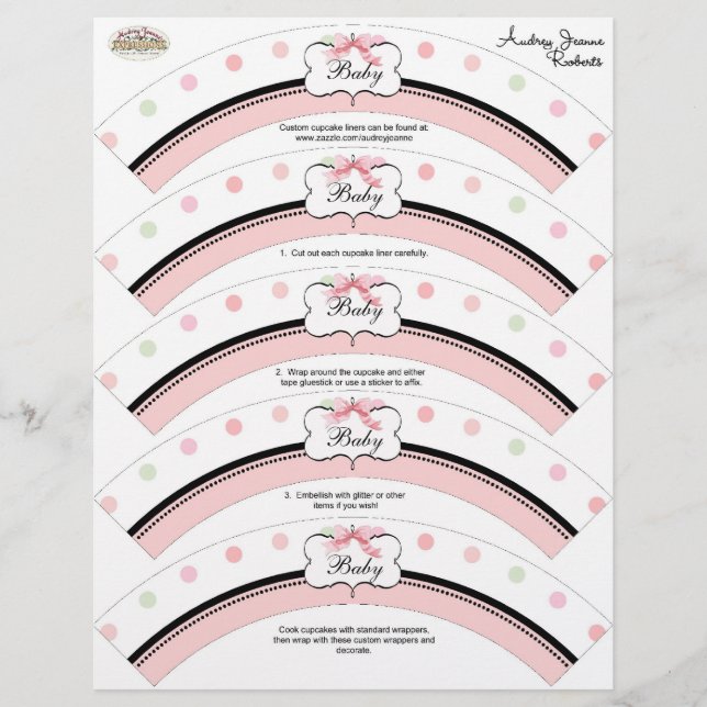 Babydusche Cupcake-Dekoration - französischer Bow  (Vorderseite)