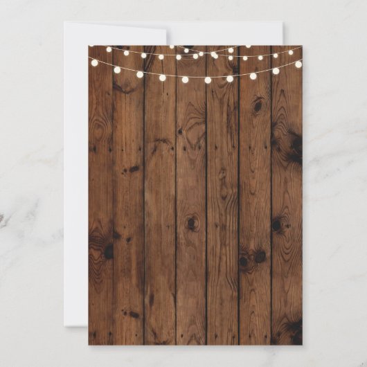 Babydusche Daisy Wood Rustic Lights Floral Einladu Einladung (Rückseite)