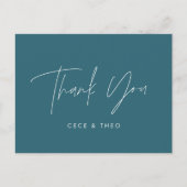 Babydusche Dank aquamariner, eleganter und moderne Postkarte (Vorderseite)