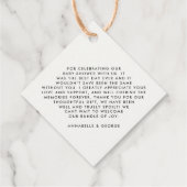 Babydusche Dank modernes Pampas-Gras-Blattwerk Geschenkanhänger (Rückseite)