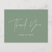 Babydusche Dank pur grün elegant modern Postkarte (Vorderseite)