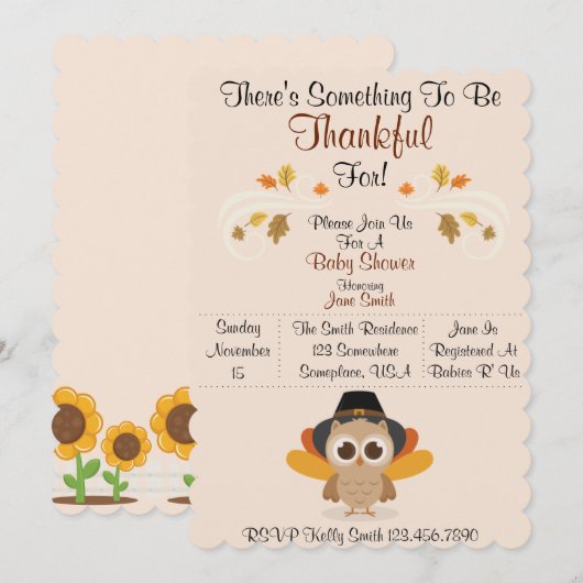 Babydusche (dankbar) einladung (Vorne/Hinten)