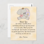 Babydusche Danke Baby Elephant Postkarte (Vorne/Hinten)