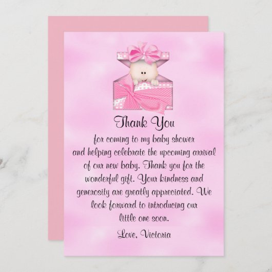 Babydusche Danke Baby Girl Einladung (Vorne/Hinten)