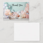 Babydusche Danke Balloon Foto Backdrop Mitteilungskarte (Vorne/Hinten)