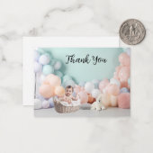 Babydusche Danke Balloon Foto Backdrop Mitteilungskarte (Vorderseite/Rückseite Beispiel)