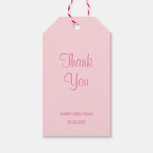Babydusche Danke Chic Blush Pink Simple Geschenkanhänger (Vorderseite)