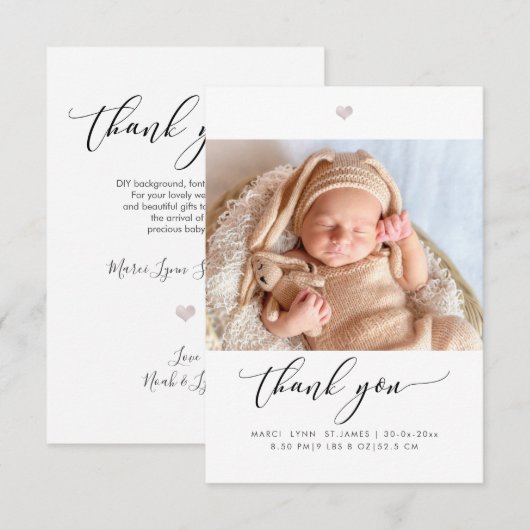 Babydusche Danke Chic Calligraphy Script (Vorne/Hinten)
