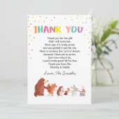 Babydusche Danke, dass ihr das Woodland-Geschlecht Dankeskarte (Stehend Vorderseite)