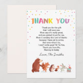 Babydusche Danke, dass ihr das Woodland-Geschlecht Dankeskarte (Vorne/Hinten)