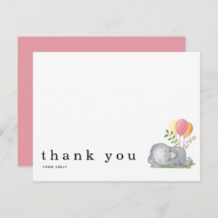 Babydusche Danke, dass Sie Schlafen Elephant Pink  Mitteilungskarte