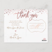 Babydusche Danke / Dazzled Imitats Rose Gold Postkarte (Rückseite)