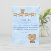 Babydusche Danke, es ist ein Baby Boy Teddy Be Einladung (Stehend Vorderseite)