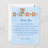Babydusche Danke, es ist ein Baby Boy Teddy Be Postkarte (Vorne/Hinten)