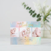 Babydusche Danke farbenfrohe Pinselstriche Postkarte (Stehend Vorderseite)