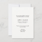 Babydusche Danke Foto Geburtserklärung (Rückseite)