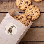 Babydusche Danke Green Teddy Bear Runder Aufkleber