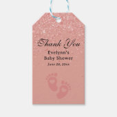 Babydusche danke Ihnen Eleganter rosa Glitzer Geschenkanhänger (Vorderseite)