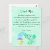Babydusche danke Ihnen Gender Neutral Elephant Postkarte (Vorne/Hinten)