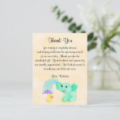 Babydusche danke Ihnen Gender Neutral Elephant Postkarte (Stehend Vorderseite)