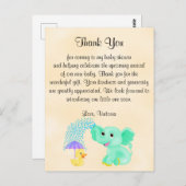 Babydusche danke Ihnen Gender Neutral Elephant Postkarte (Vorne/Hinten)