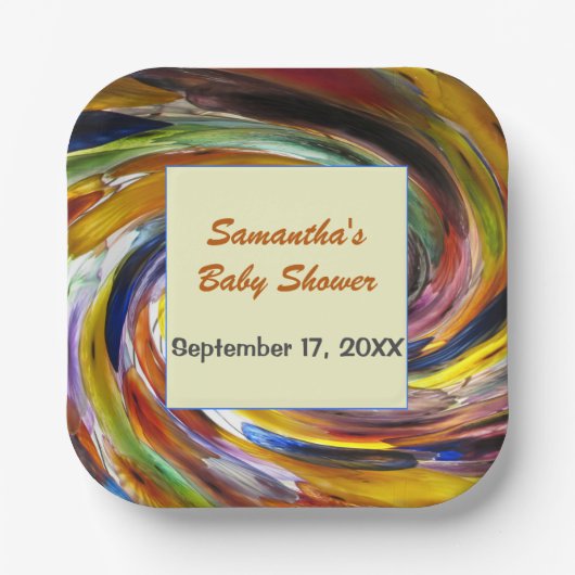 Babydusche danke Ihnen Geschlecht neutrale Farbe Pappteller (Vorderseite)